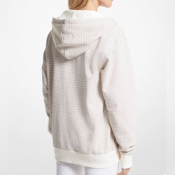 MICHAEL Michael Kors Logo Organic Cotton Blend Zip-Up Hoodie Bone - Picture 15 of 15